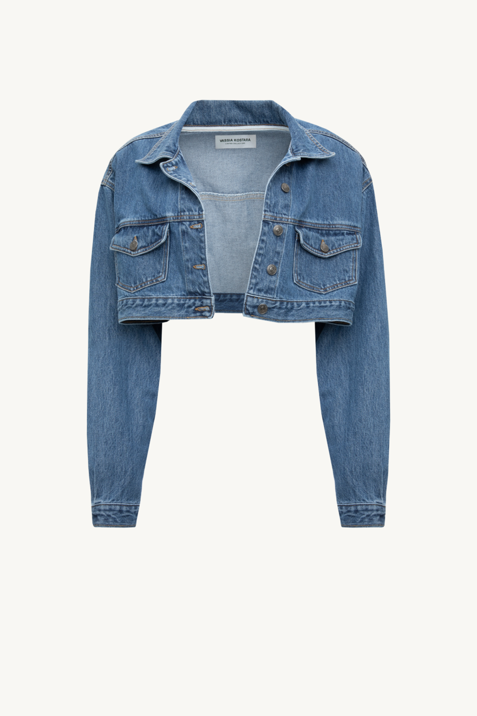 Indigo Cropped Jean Jacket Vassia Kostara